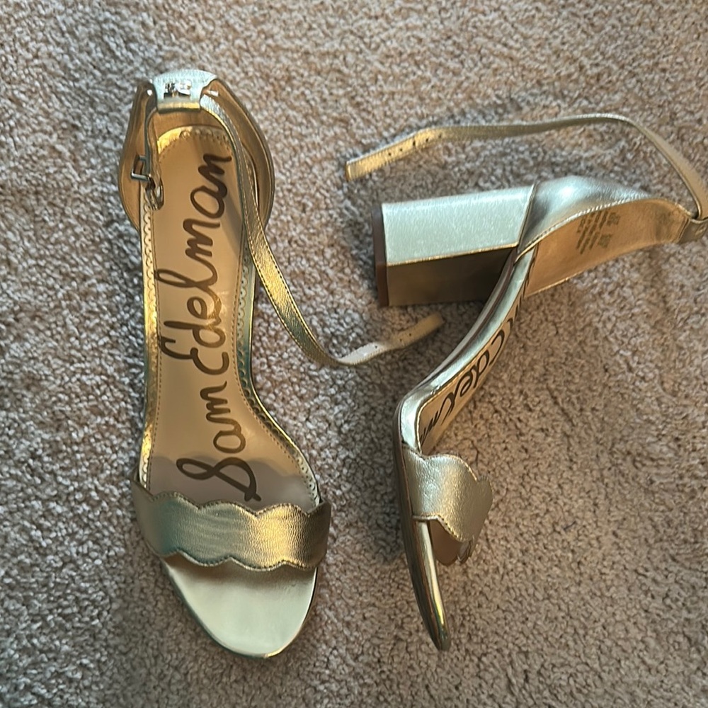 Sam Edelman Women's Leather Gold Heeled Sandals size 9.5 medium